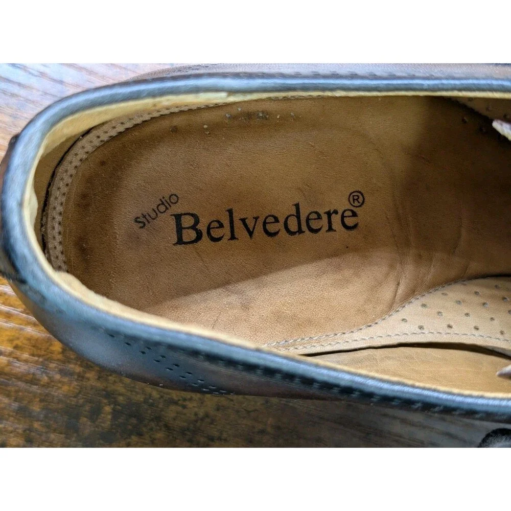 Belvedere Lampard Men's Brown Leather Hybrid Cap Toe Oxford Shoes Size 8.5 D